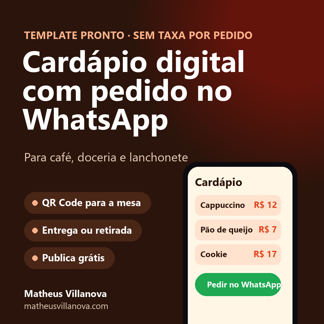 Capa do produto: Cardápio digital com pedido no WhatsApp